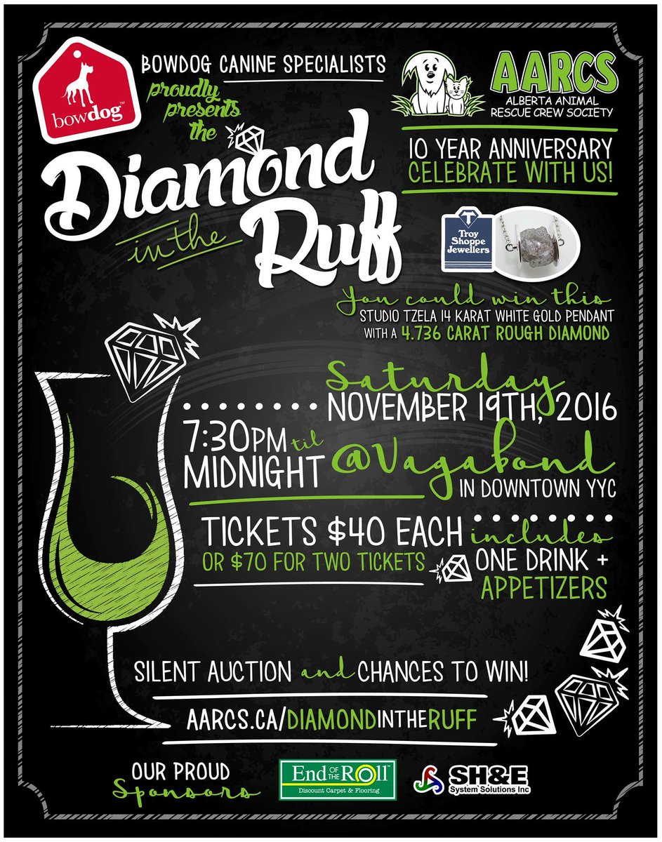 LinzzBlack's tweet photo. Support @AARCS_Canada 10 Year Anniversary! Drinks, Dinner, Diamonds and Dogs! Fetch your tickets now! https://t.co/55FSBRup6X https://t.co/IwS4bgJECV