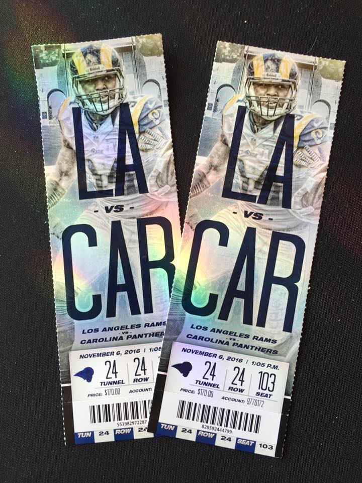 LA vs. Carolina tickets for sale to support @MissingKids ! Game is SOLD OUT for Sunday , Nov 6th ow.ly/tAqg305zyNp <a href="/RamsNFL/">Los Angeles Rams</a>  <a href="/Panthers/">Carolina Panthers</a>