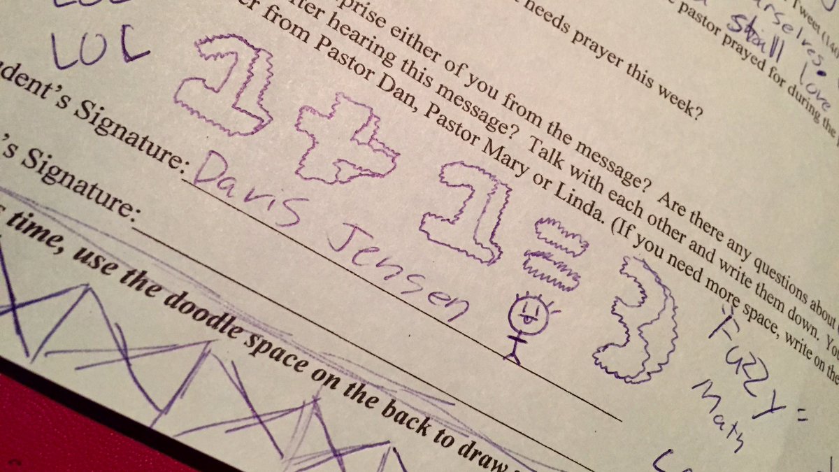 KirstenMJensen's tweet image. Davis drew "fuzzy math" from Pastor Dan's sermon. #gscheckin @gsmoorhead #sermonnote