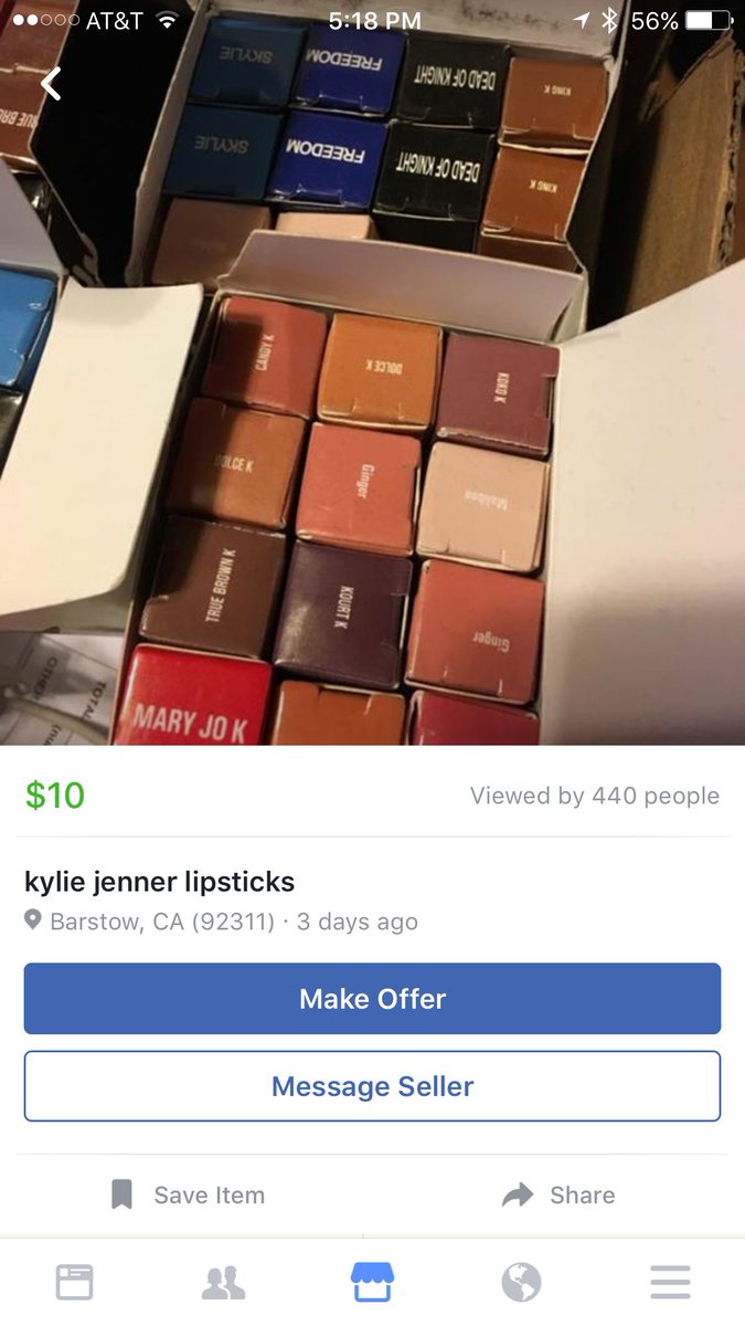 celpot1's tweet photo. @KylieJenner literally just scrolling thru fb marketplace. $10? so legit lol @kyliecosmetics https://t.co/n0Y555Iq2q