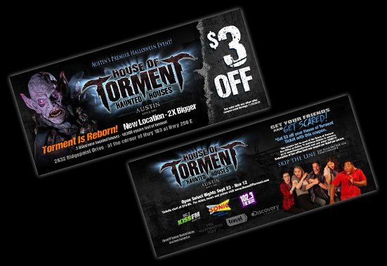 Don't forget to check out area Sonic locations for your $3 off coupon to House of Torment Austin!
