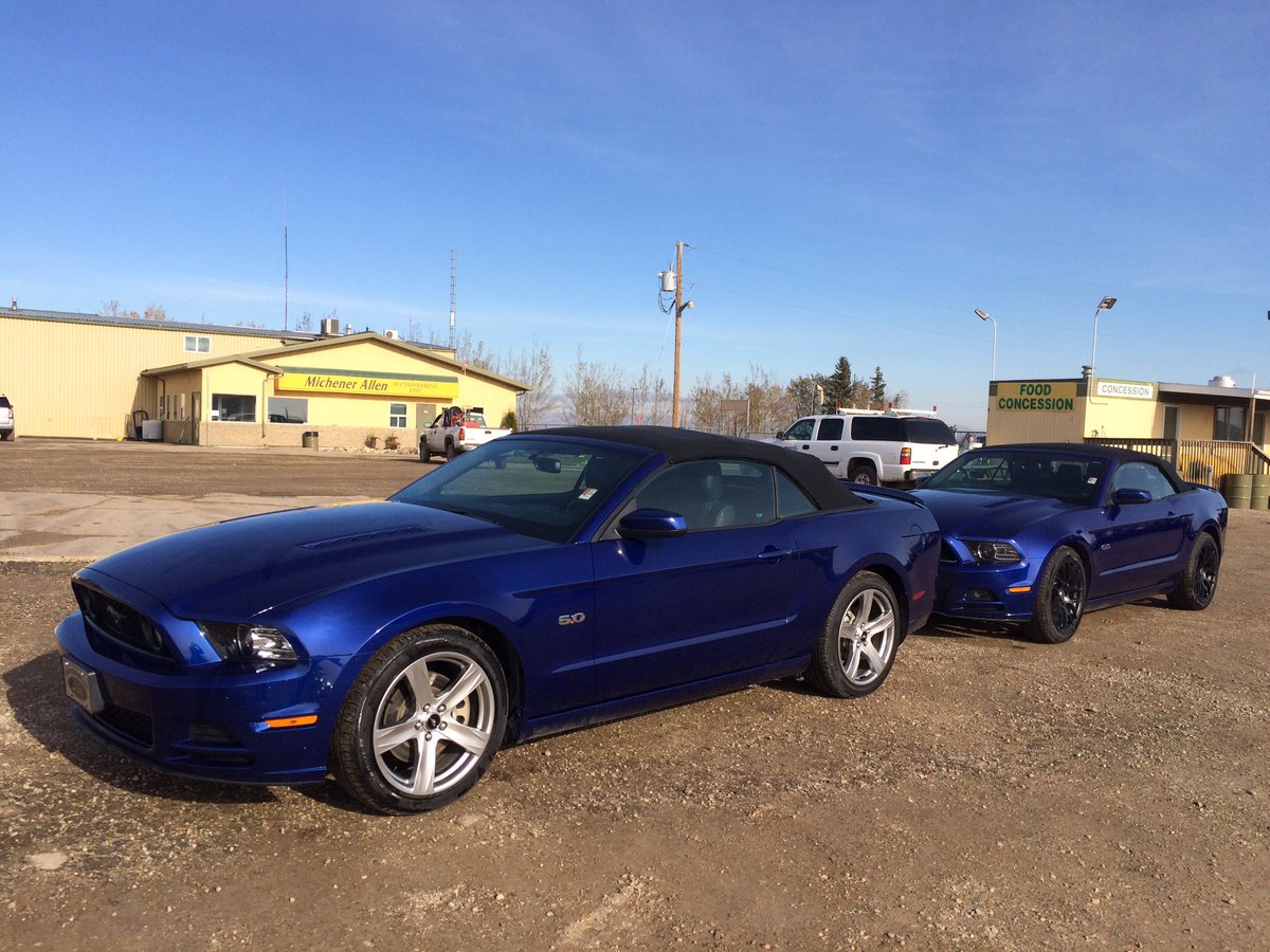 davemaauction's tweet photo. CHECK out these CONV. PONY GT's 2013 Mustang GT 6 sp man 25,000 km, 2014 GT 6 sp Auto 22,000 km. These Stangs sell Oct 29/16 #yeg #maauction https://t.co/wJA9ETQVeq
