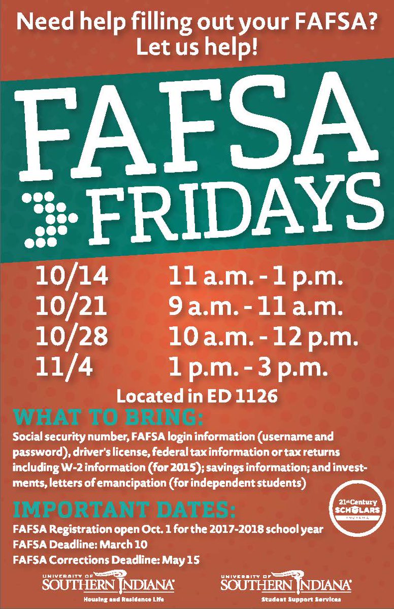 USIHousing's tweet image. Don't miss FAFSA Friday! #fafsafridays #moneyforcollege
