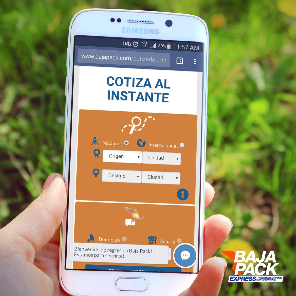 Bajapack's tweet photo. Cotiza desde la comodidad de tu móvil, así de fácil, así de express es BajaPack.
#bajapack #envioexpress https://t.co/6X1oT92DbC