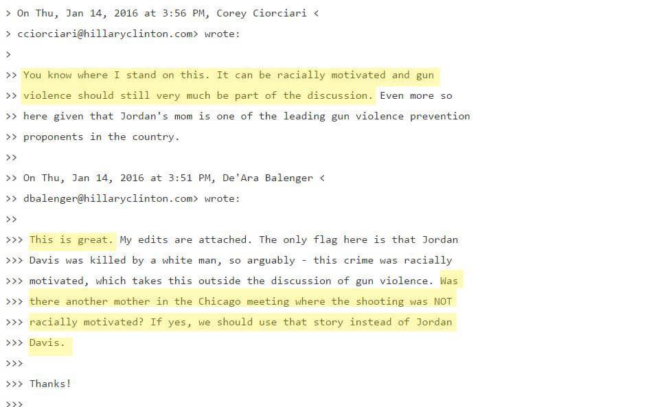 WEdwarda's tweet photo. Hillary staffers thought death of black teen was "great" so they could push gun control. This is freaking sick folks.Dont ignore this one. https://t.co/iVURBUqcBr