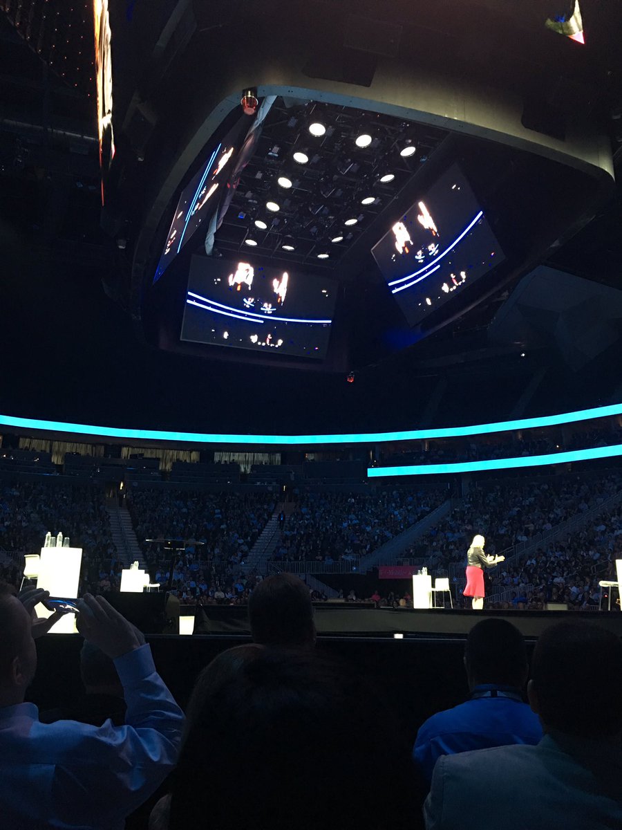 StephLCaputo's tweet photo. Data matters, the goal matters, the ecosystem matters...@GinniRometty captures the crowd at #ibmwow #makedatasimple https://t.co/tPmWqIH7f7