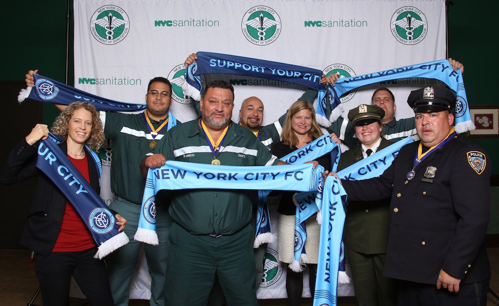 Hey @NYCFC! Good luck in the playoffs from all of us at NYC Sanitation! We hope you clean up! #SupportYourCity #NYCFC https://t.co/8gThE3NJkj