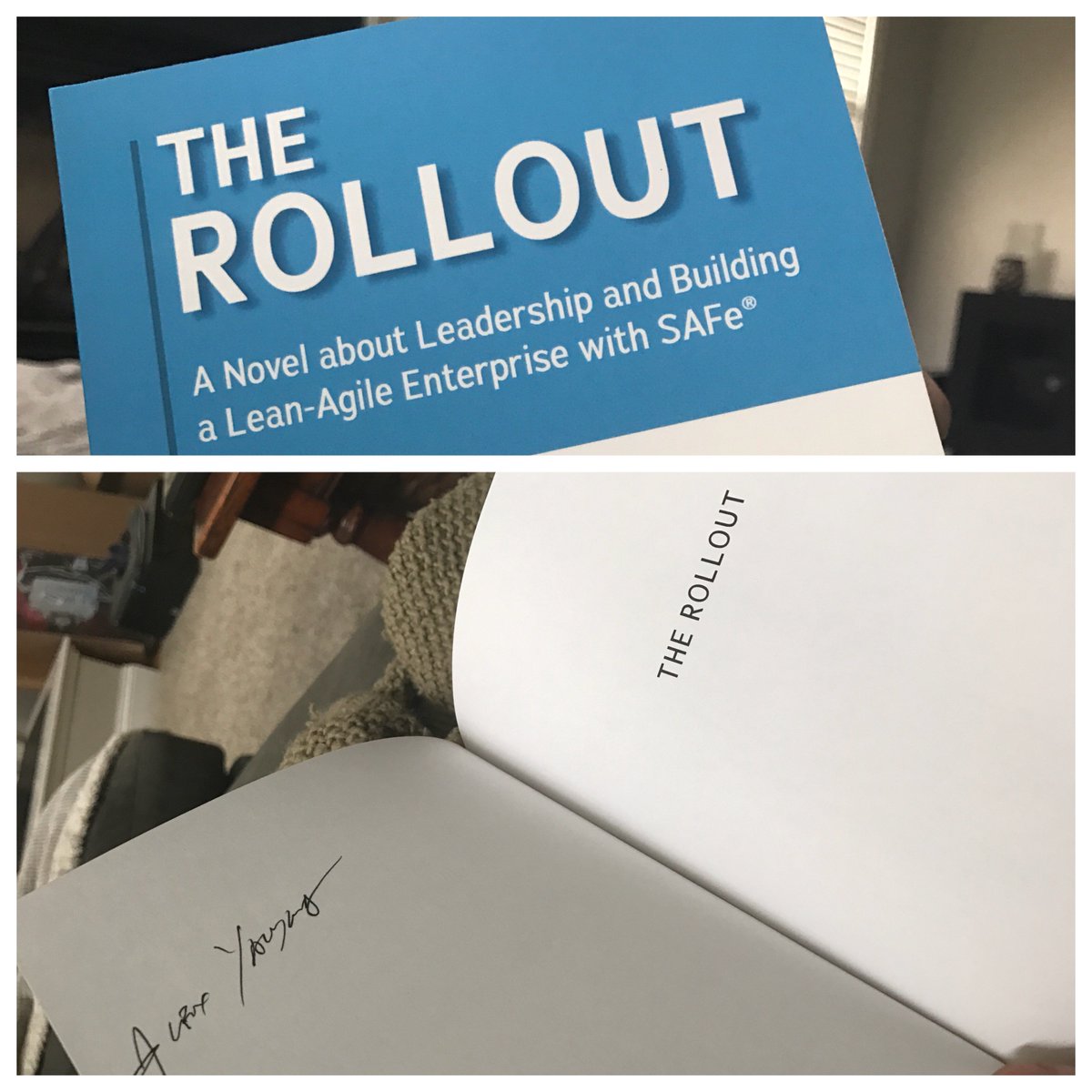 Was lucky to get a signed copy of "The Rollout"  Started reading this today.  Thanks <a href="/AlexYakyma/">Alex Yakyma</a>  Great read so far.#SAFe #agileuprsing
