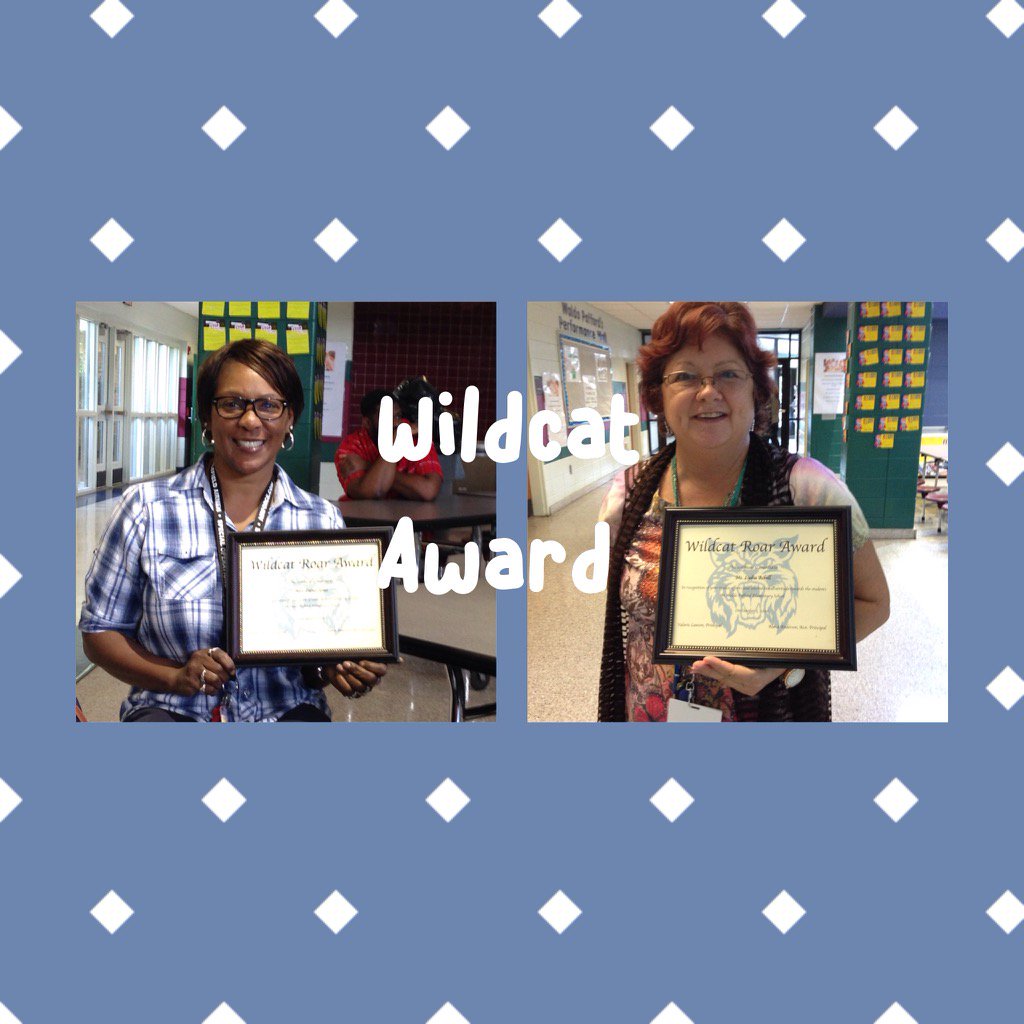 VelmaDonnell's tweet photo. Our October "Wildcat Award" winners -Ms. Jones and Ms. 
Asbell!😀@ValarieLawson15 @LCSS_AWAnderson Way to go!😊 https://t.co/wbIDZni2qU
