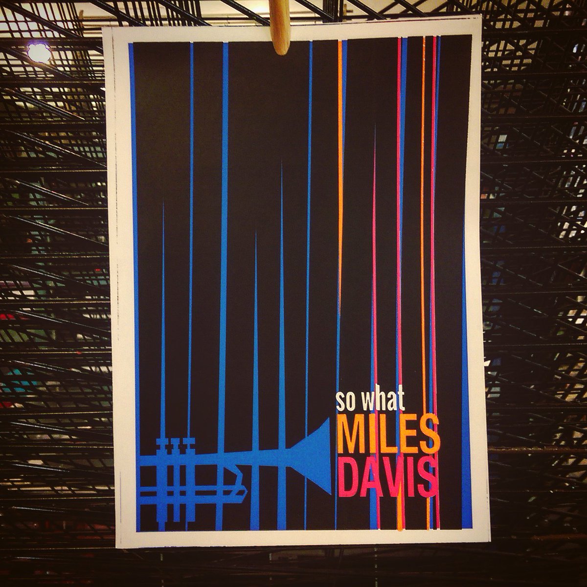 Serigrafica7585's tweet photo. Our original #design #4colour #handprint #screenprint #sowhat #music #poster #jazz #milesdavis #bluenoterecords #trumpet #London #art https://t.co/tCylywHOHI