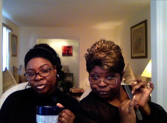 DiamondandSilk's tweet photo. Crooked Hillary works 4 two days &amp; off for 5 not a peek from the MSM. Trump take 2 hrs for a ribbon cutting, the media criticizes him #Bias https://t.co/MHSueIkWQp