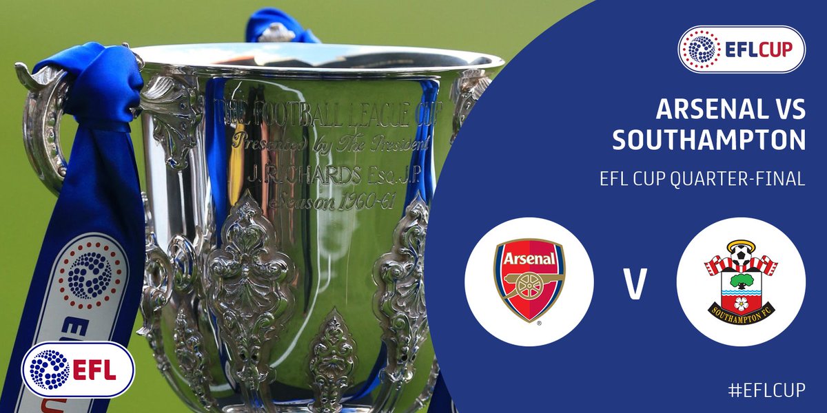 Carabao_Cup's tweet photo. The #EFLCup Quarter-Final draw:

@LFC v @LUFC 
@ManUtd v @WestHamUtd 
@HullCity v @NUFC 
@Arsenal v @SouthamptonFC 

Ties played w/c Nov 28. https://t.co/pQ1CINaN26