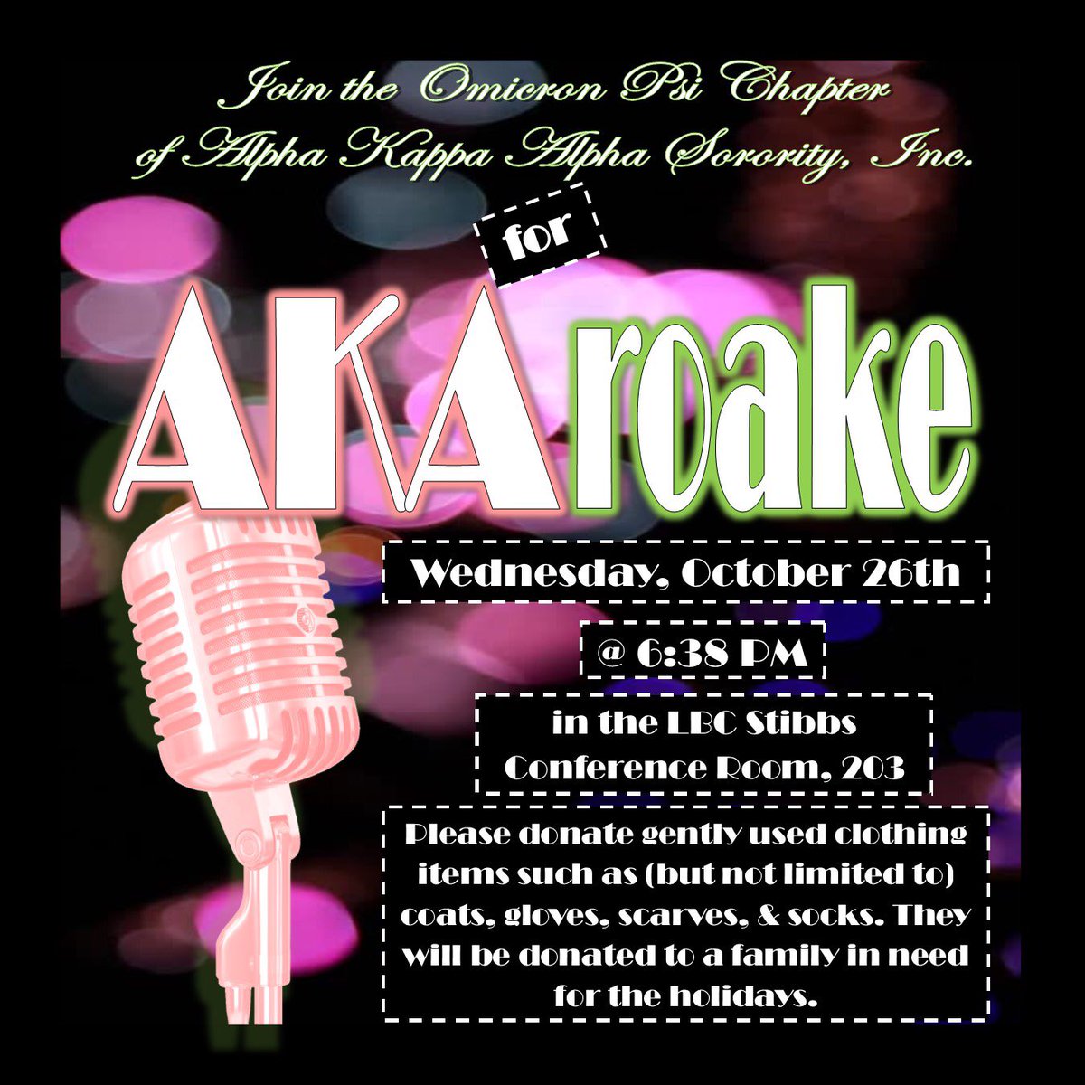 tulaneaka's tweet photo. Karaoke is tonight! Kome out and donate clothing to a good cause! 🎤💕💚 https://t.co/XAwfH1fWXx