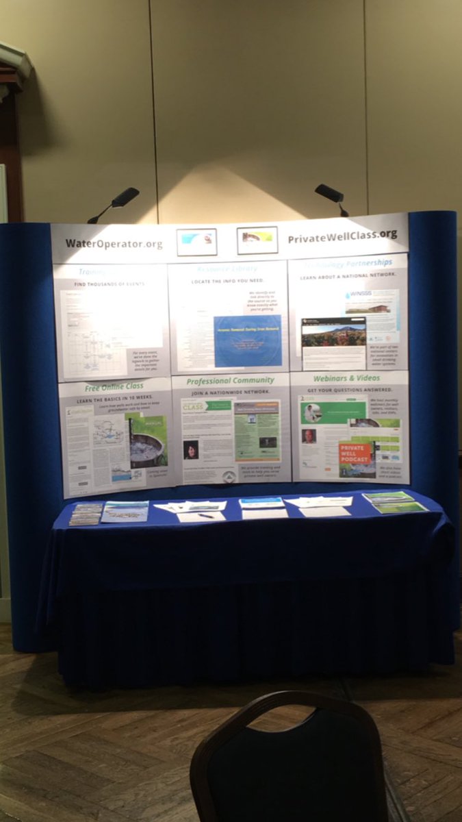 help4wellowners's tweet photo. The finished product! A great setup at the Illinois Water Conference by @help4wellowners. Lots of great presentations! #ilwater16 https://t.co/jHxO3oSTPN