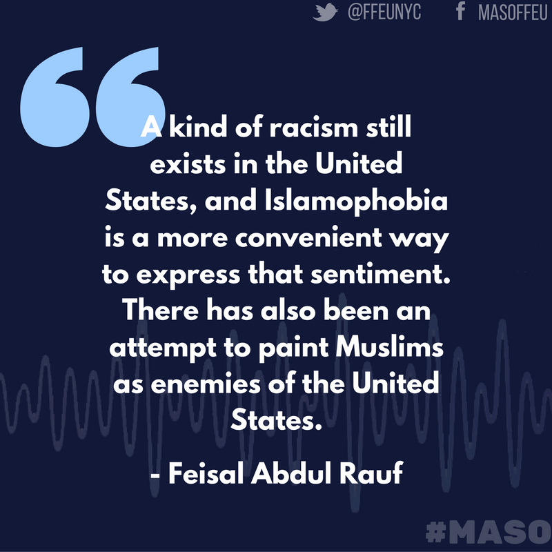 FFEUnyc's tweet photo. We are ashamed to see Islamophobia increasing in our country. #MASO #MuslimsTogether https://t.co/taZNi3QwwX