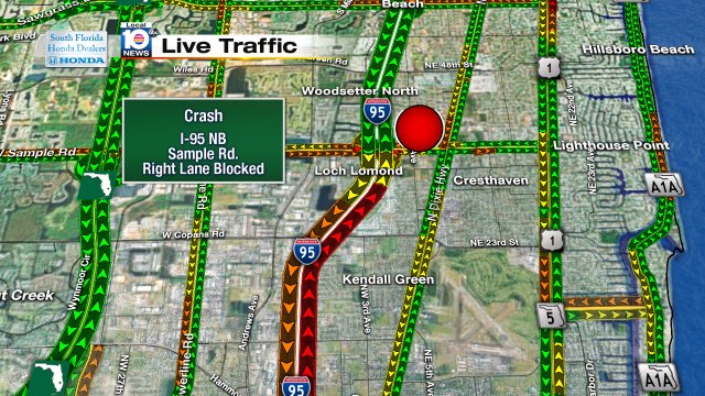 CRASH: I-95 NB & Sample Rd. A right lane is blocked; expect delays. #TRAFFIC https://t.co/Lu2iD47HMz