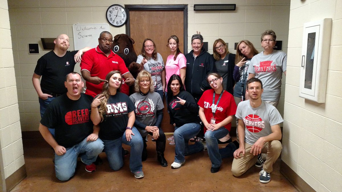 RichDameron's tweet photo. .@ReedAcademy1 6th grade team participating in YOLO - Be Drug Free! Wear Reed Apparel Day 4 #RedRibbonWeek w/ Reed shirts through the years! https://t.co/YIBK2U77jp