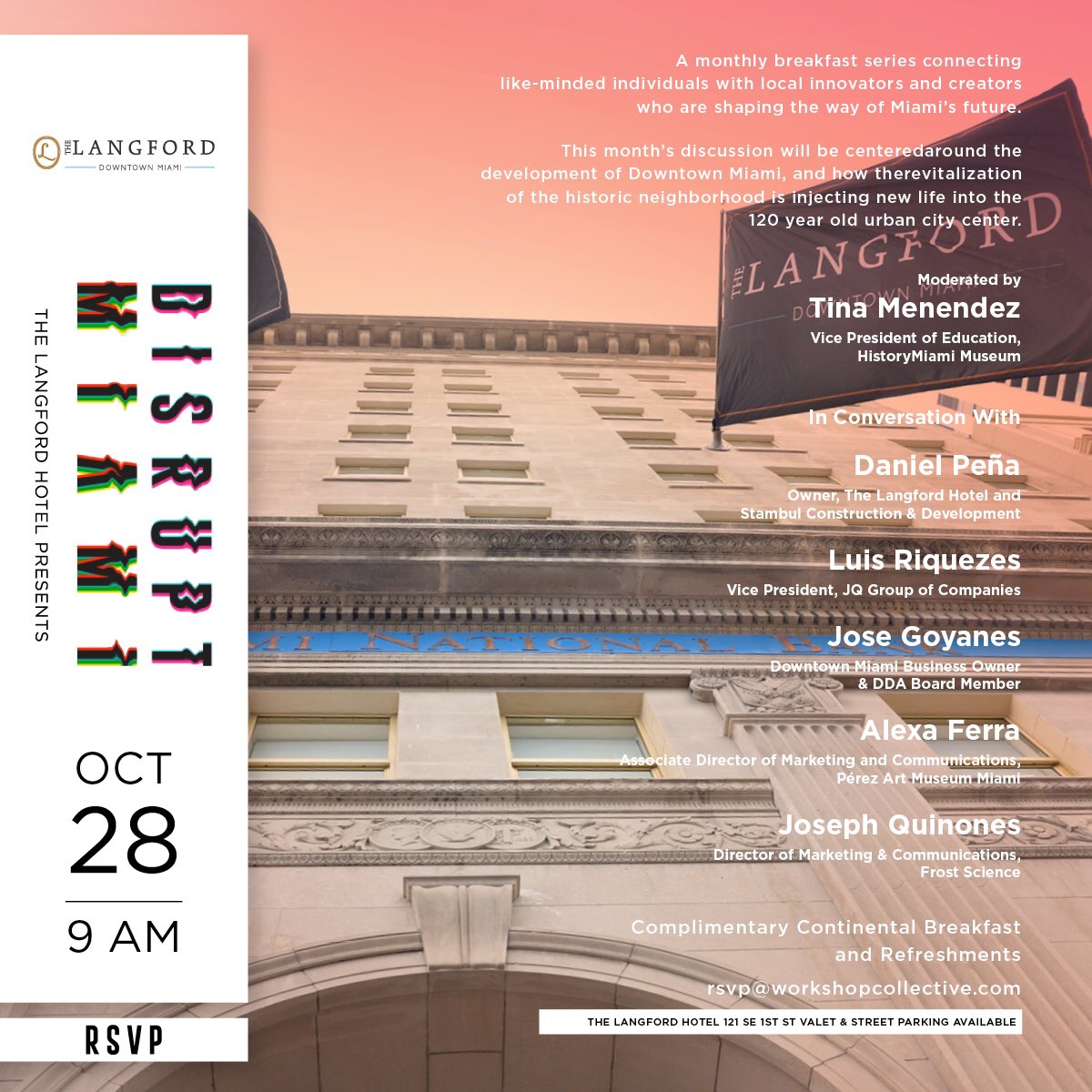 Join me this Friday for #DisruptMiami as we chat all things Downtown Miami. Free breakfast and great conversation.