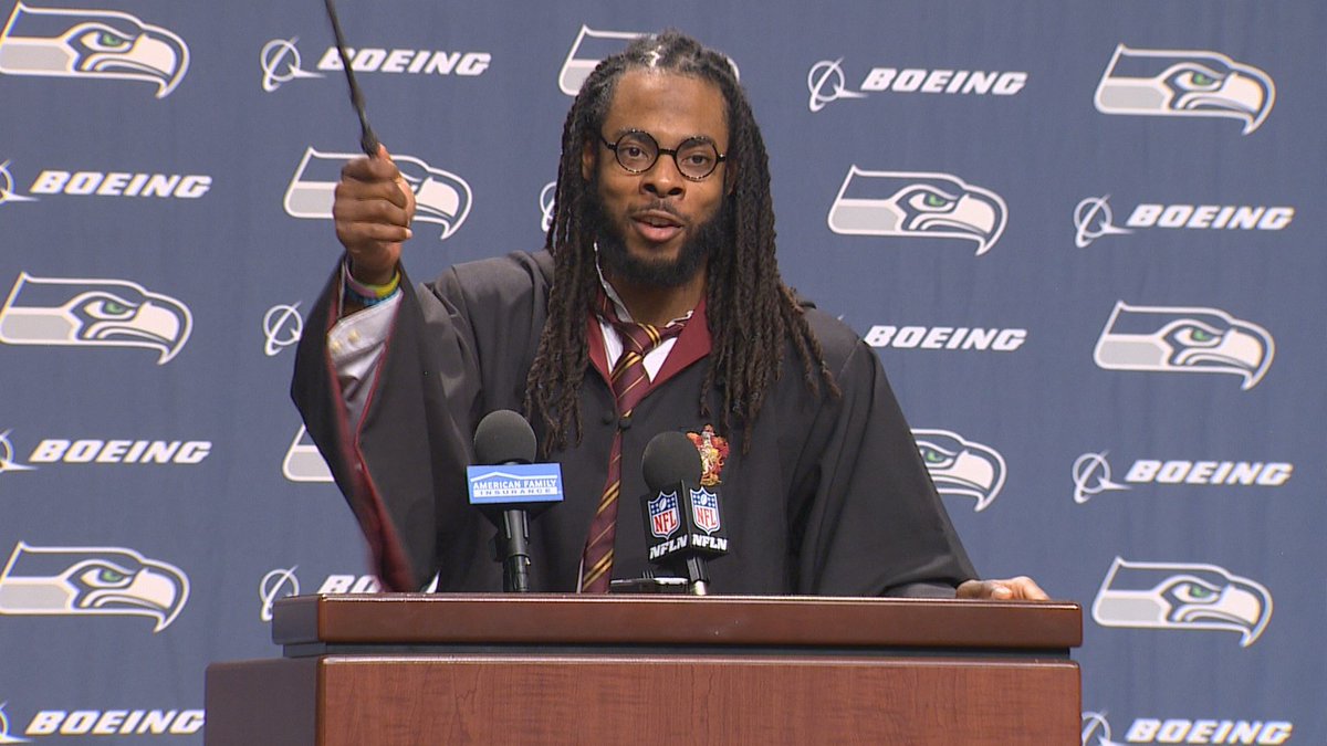 Holy Hogwarts! Richard Sherman dresses up as Harry Potter for press conference:
