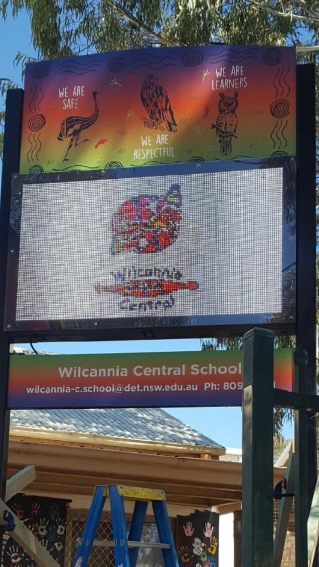 simointhehill's tweet photo. #the Wilcania way, # PBL far west. community, staff and students developed new signage  being installed today. https://t.co/e91UiGmgfZ