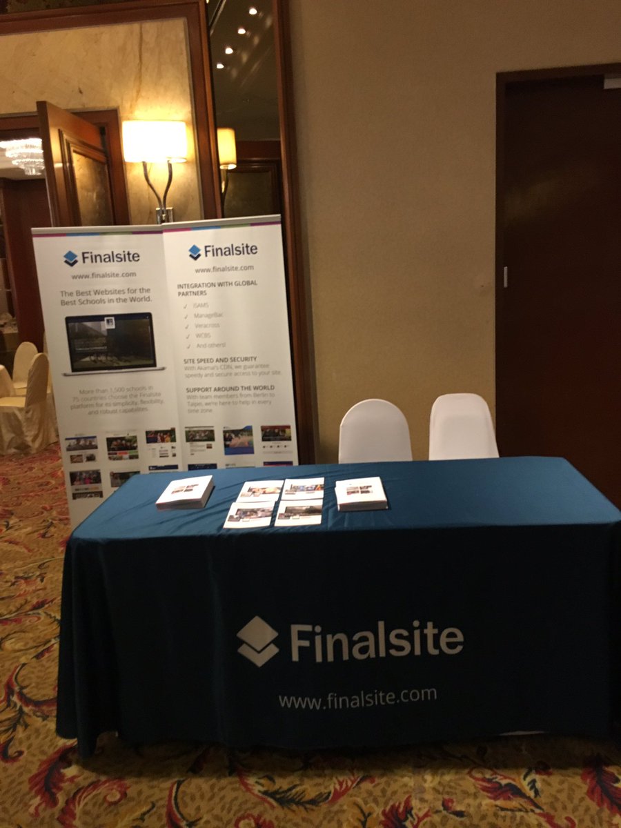 MaxEisl's tweet photo. The @Finalsite table is all set and ready for action. Come see @MereAdaireKap and me today! #ELC2016KL #FSonTour #MeetMaxAndMere https://t.co/YjsnokCzG8