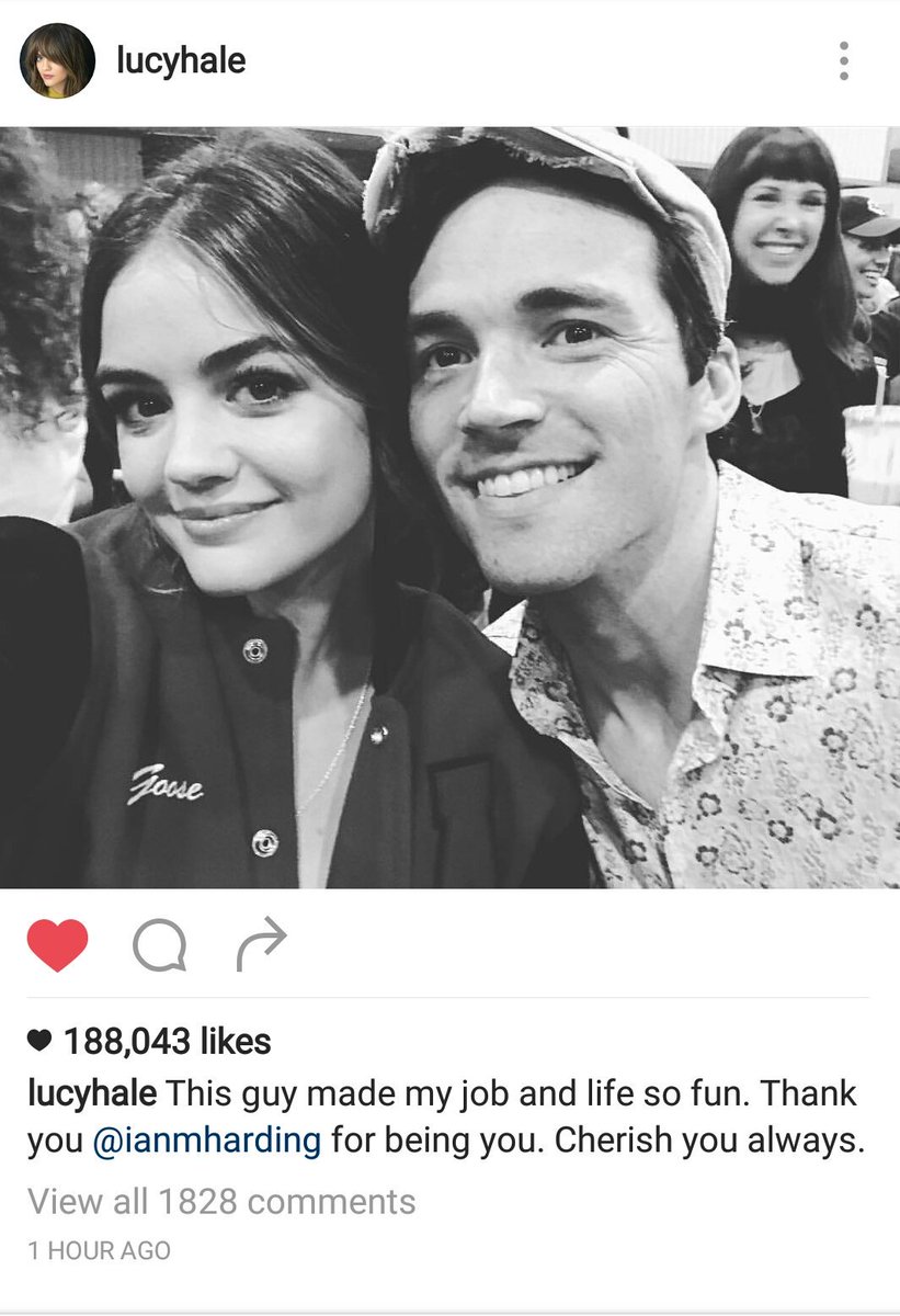 PrimetimeDrama's tweet photo. My favorite #PLLcouple #Ezria. Going to miss these two @lucyhale @IANMHARDING @PLLTVSeries #PrettyLittleLiars https://t.co/mrMI2CGR57