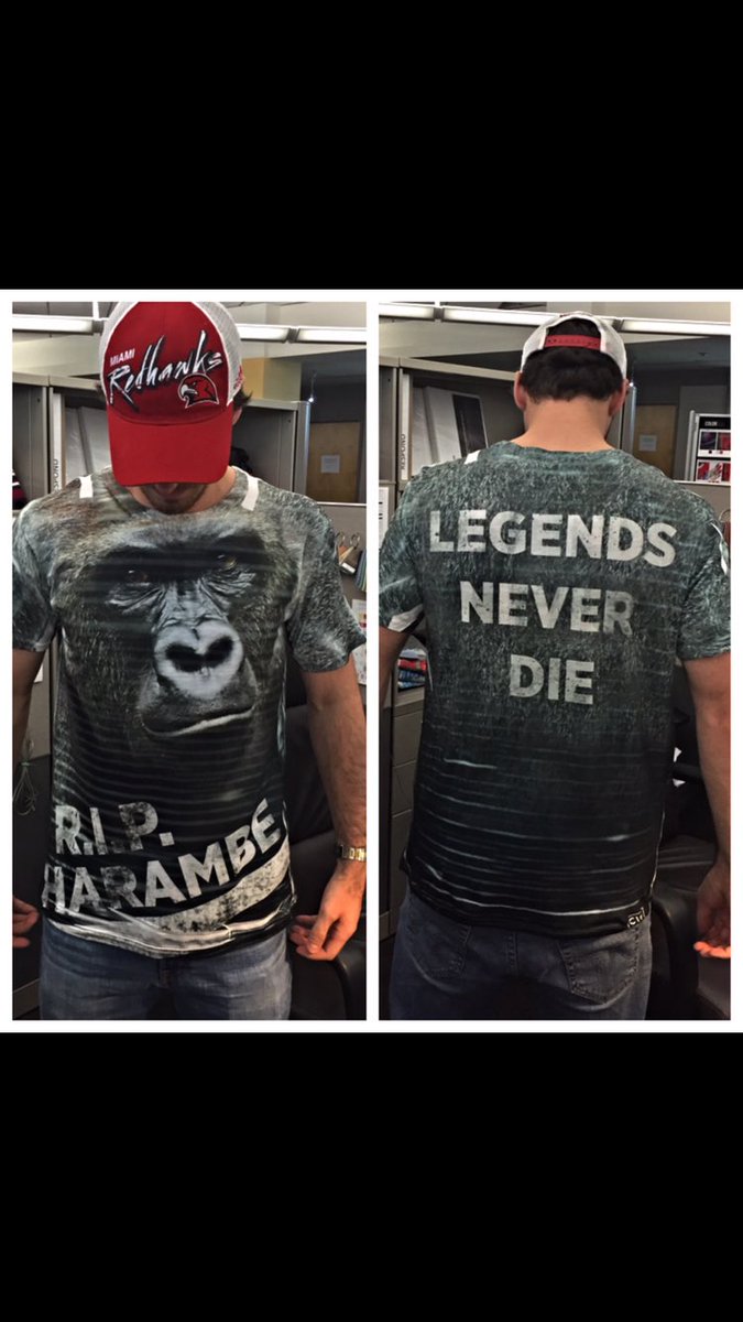 RussellnFlow's tweet photo. I miss him so much I had to make a shirt #dicksoutforharambe #RipHarambe @BarstoolBigCat @hen_ease @PFTCommenter https://t.co/REJYoHQnRl