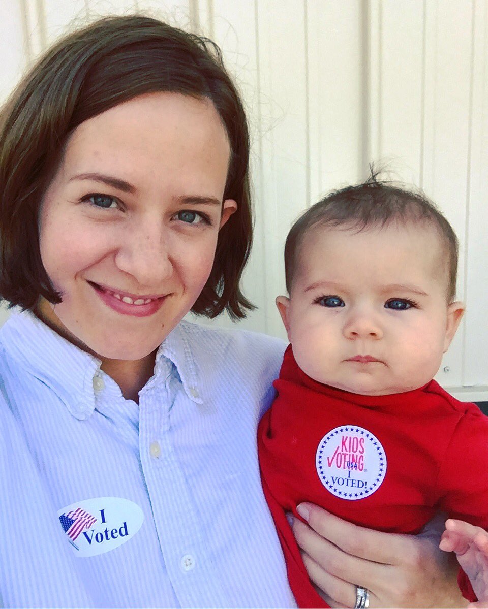rosesisaroses's tweet photo. Happy birthday @HillaryClinton, I took my 5 mo old daughter to vote today and was proud to vote for you #imwithher https://t.co/jkQe64eeAM