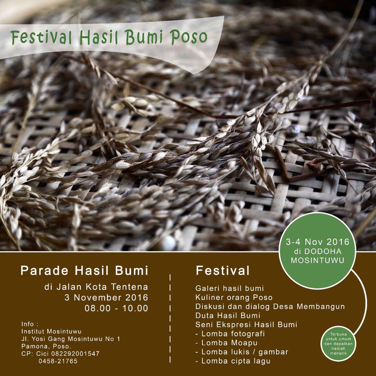 mosintuwu's tweet photo. Karena dari Poso ada kabar baik di #FestivalHasilBumi #Poso . Mari kemari ☺️
@infoposo @ILovePOSO https://t.co/PFJC5jcS5G