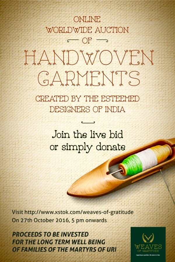 #Diwali2016-Join #Online #Auction of #handwoven garments or #donate for families of #UriAttack #martyrs #IndianArmy 
bit.ly/2dBJBBn