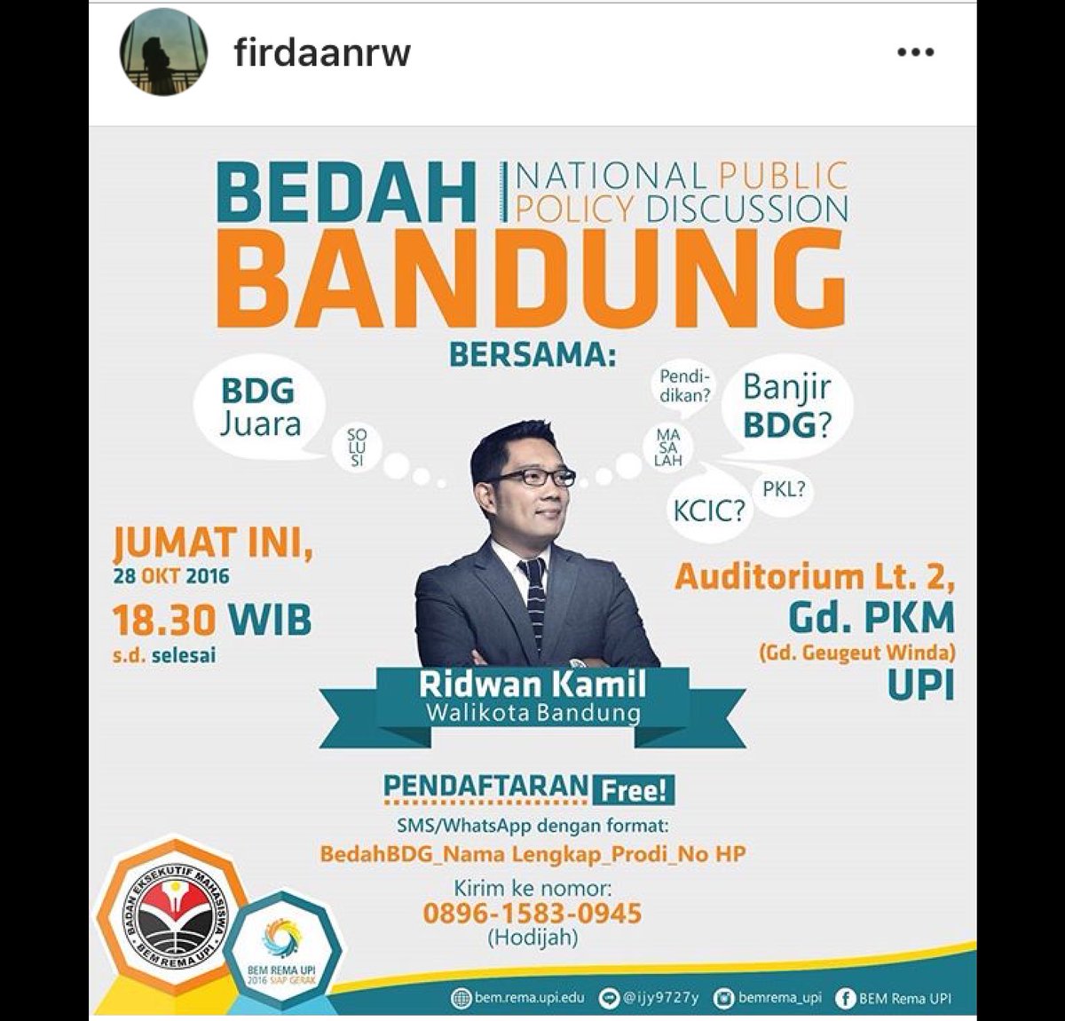ridwankamil's tweet photo. Kritikus ilmiah, haters emosional &amp; yg hobi bilang pencitraan mari kita kumpul dialog bedah data ttg plus minusnya pembangunan BDG di UPI. https://t.co/1xikkNgMlh