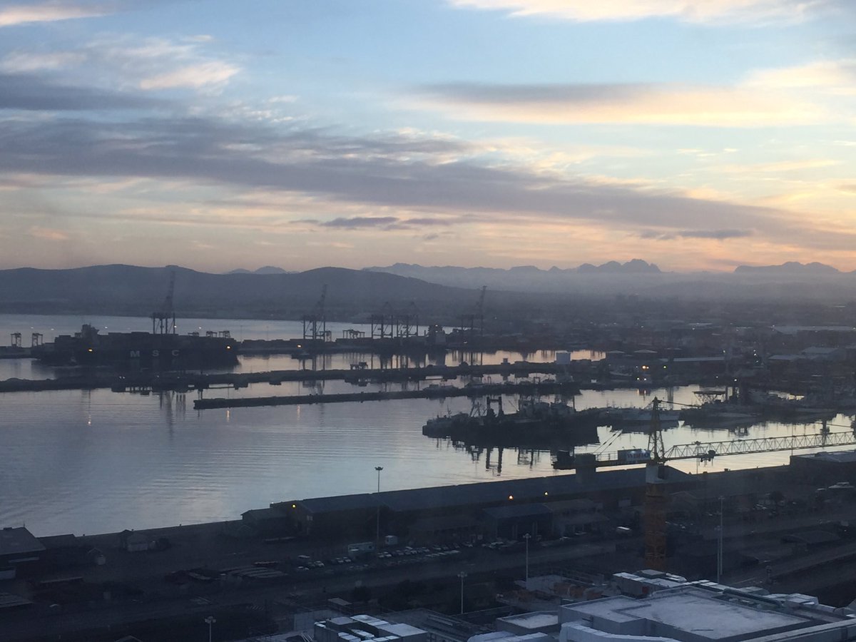 olafbrinkmann's tweet image. Early start to day - come to listen to Finance Minister Gordhan speak @media24 briefing. Beautiful view of Cape Town harbour from up high.