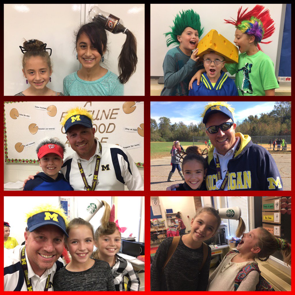 Wolvy24's tweet photo. @WJMitchellES @wjm4thgrade4 Spirit Week. Crazy Hair/Hat Day! https://t.co/ql1xgQzTMF
