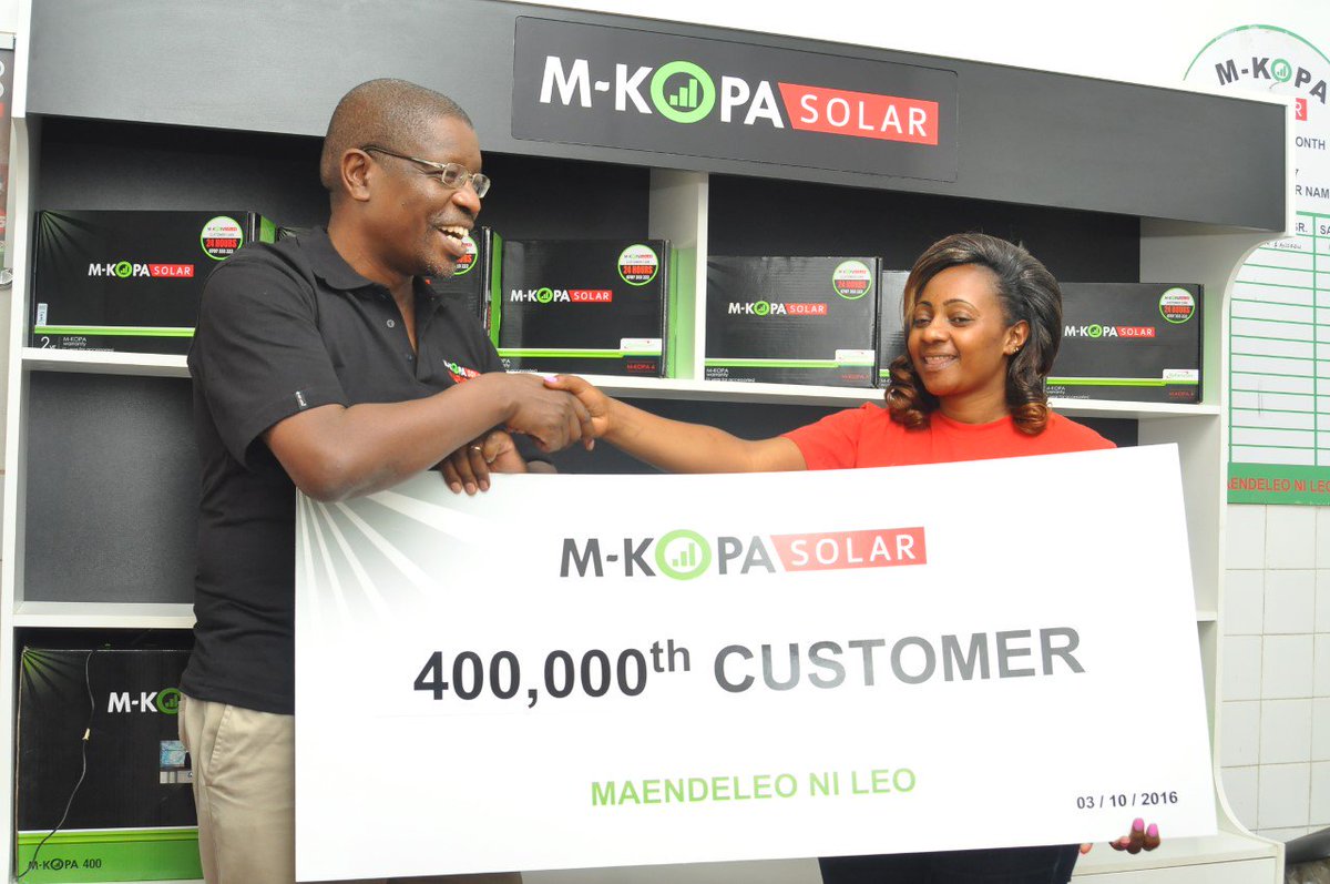 mkopakenya's tweet photo. Margaret Njeri, our 400,000th customer, thanks her mother for introducing her to @mkopasolar to power up her life   #BeyondTheGrid https://t.co/UIxleh0YtF