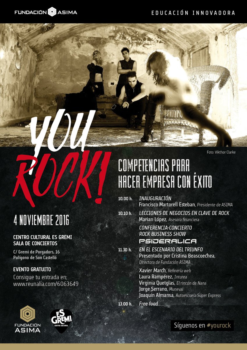 FundacionAsima's tweet photo. ¿Tienes ya tu entrada gratis? Corre que vuelan! https://t.co/htDPY6CiCn. A son de rock aprenderás cómo mejorar tu #empresa #YouRock https://t.co/HWLIhOLMsE