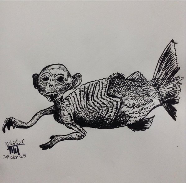 MellowManOwar's tweet photo. #intober2016 for day 25! P.T. Barnum's Feejee mermaid! https://t.co/RxE0KUymkE