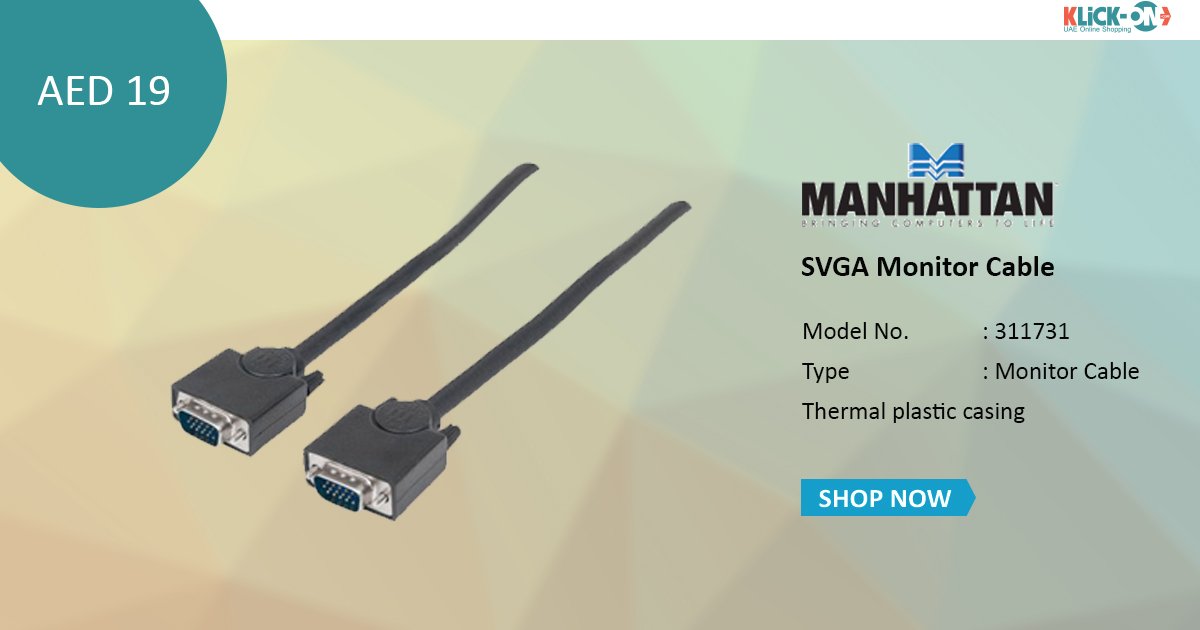 klickonstore's tweet photo. #SVGA #Monitor #Cable , fully shielded to reduce EMI interference for improved video transmission. #shopnow: https://t.co/lZN71ik9qP https://t.co/uBl5bp57Tw