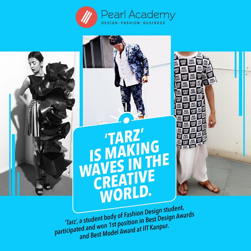 PearlAcademyInd's tweet photo. Pearl’s Fashion Society ‘Tarz’ scores big @iitknp #BestDesignAward #BestModelAward https://t.co/QlKRRPMNpF