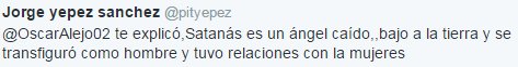 te explico, Satanás es un ángel caído,,bajo a la tierra y se transfiguró como hombre y tuvo relaciones con la mujeres