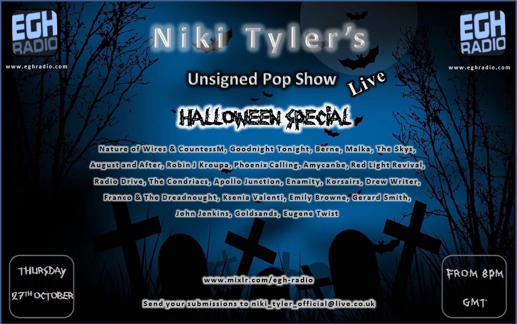 Playing on my <a href="/EGHRadio/">EGH Radio</a> Halloween Special pop show tonight @natureofwires <a href="/GnightTnight/">Goodnight Tonight</a> <a href="/soundslikeberne/">Berne</a> <a href="/malkanyc/">Malka</a>