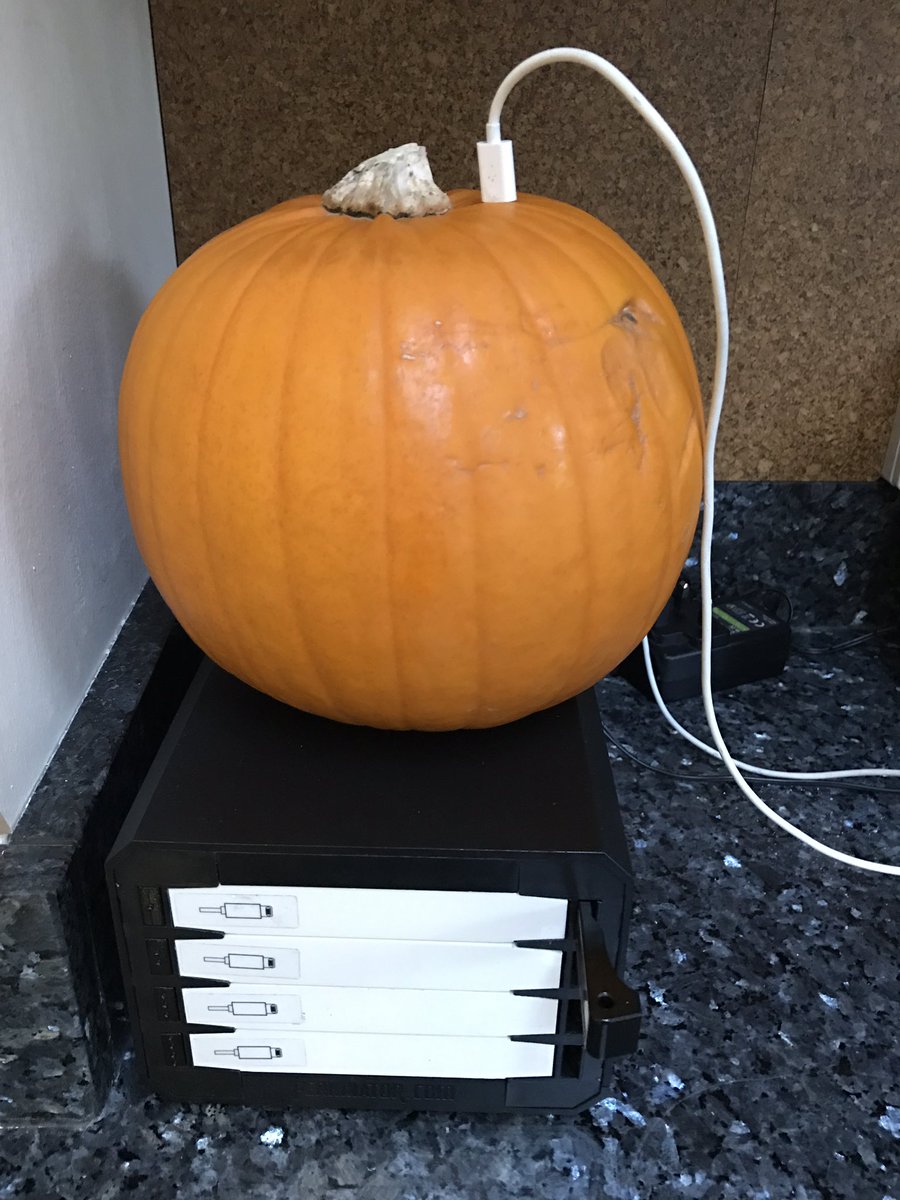 The Pumpkinator has been busy charging this overnight, looks like its ready for Halloween!