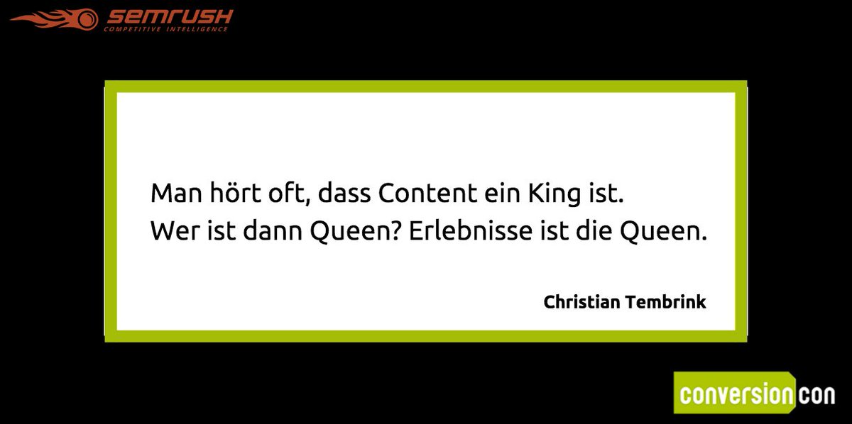 SemrushDE's tweet photo. Ein interessantes Zitat von @Chris_Tembrink über Content bei der Panel Diskussion. #ConversionCon https://t.co/5jXhz7f6Uu