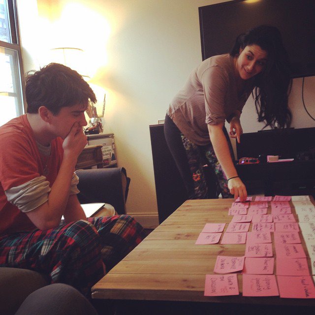 The_Sustainable's tweet photo. #tbt PJ writing sesh after watching the first cut of episode one. https://t.co/7READyLA1j