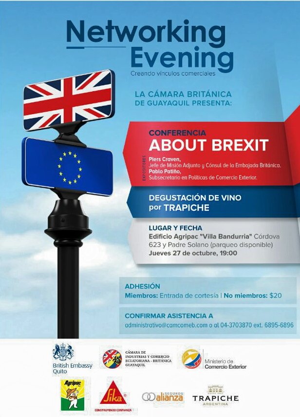 CRF_AGENCIA's tweet image. Nuestro nuevo cliente La Cámara Británica de #Guayaquil  @CamcomebGye invita
#HOY al  #NetworkingEvening  con conferencia sobre el #Brexit