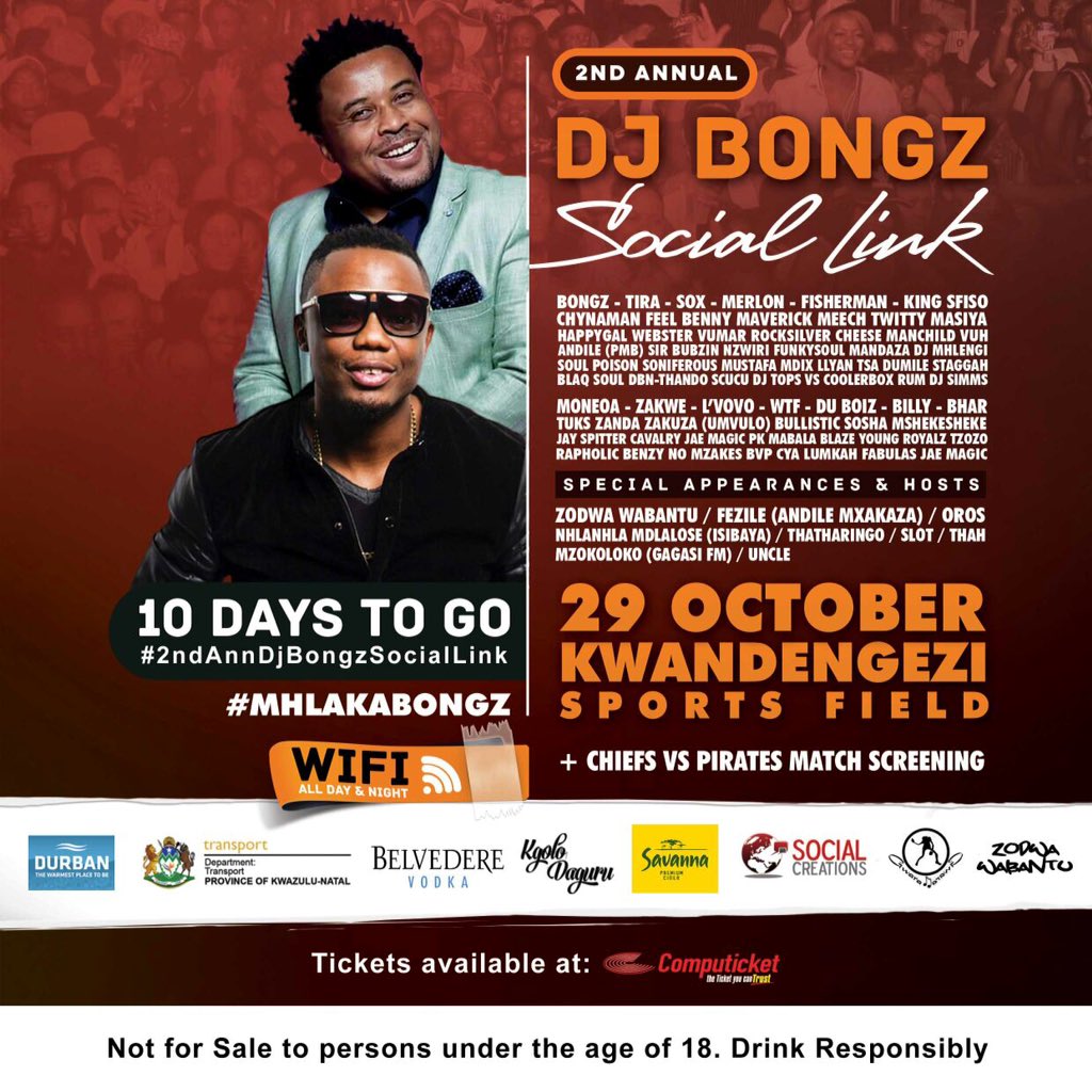 DJSOXsa's tweet photo. #MhlakaBongz also out @Dj_Bongz Social Like KWANDENGEZI on Saturday. Sngena ngeGwaragwara

#TheeFinestGigGuide https://t.co/WGUEVat2Yl