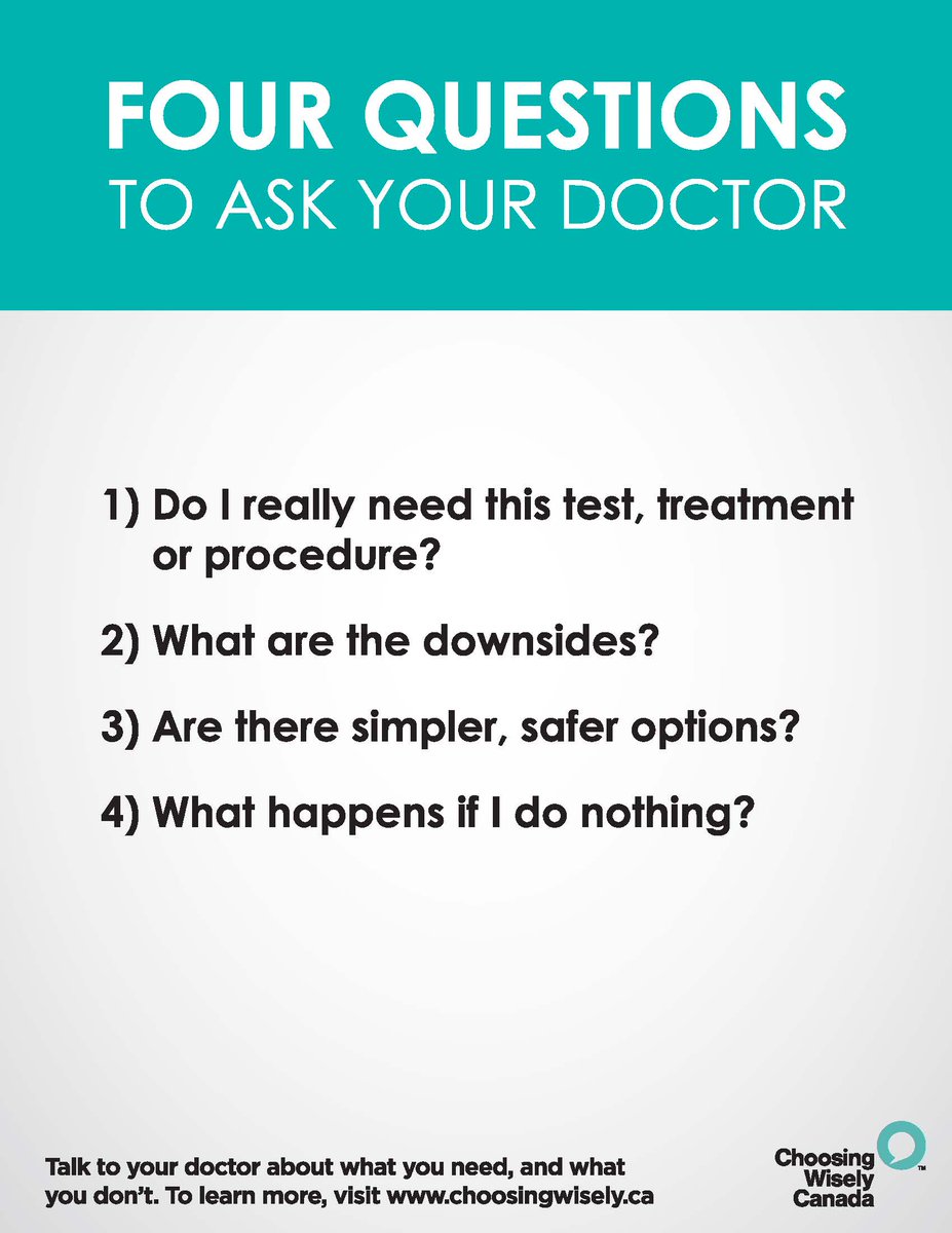 4 Questions to have a conversation about whether that test or treatment is necessary #asklistentalk <a href="/Patient_Safety/">Journey to Zero Harm</a> #choosingwisely