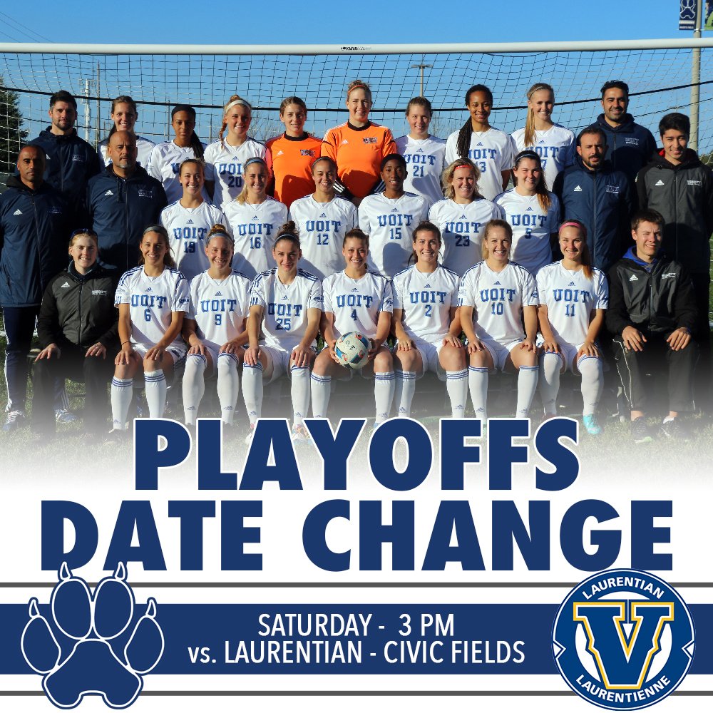 OT_Ridgebacks's tweet photo. DATE CHANGE | The @UOIT women's soccer playoff game will now be taking place on SATURDAY at 3 pm at the @oshawacity civic https://t.co/gULa4bwn2c