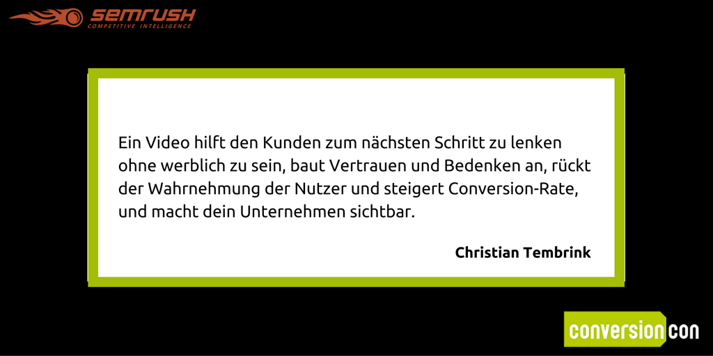 SemrushDE's tweet photo. "Videos im Sales Funnel: Messbare Auswirkung von Videos auf Conversions Rates" @Chris_Tembrink schließt mit solches Fazit ab. #ConversionCon https://t.co/bXFsXtNoiJ