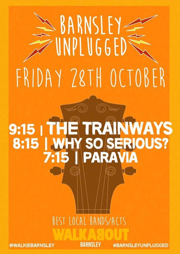 thetrainways's tweet image. It's almost Friday @wearebarnsley @crazyflowerpot @NorthExpWebzine @barnsleyxmusic #barnsleyisbrill @WalkieBarnsley #localgig