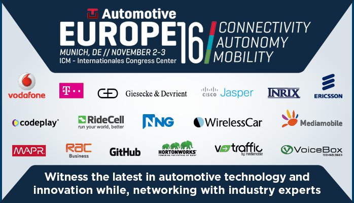 EllaGrimwade's tweet photo. Less than a week to go until #TUEurope = your last chance to book your Free Expo Pass - https://t.co/q28bNh2GZi #connectedcar #startup #IoT https://t.co/kuSXqJQcQ2
